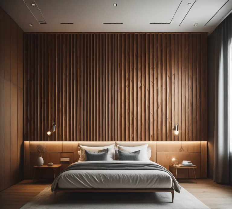 a wooden wall panels in a living room