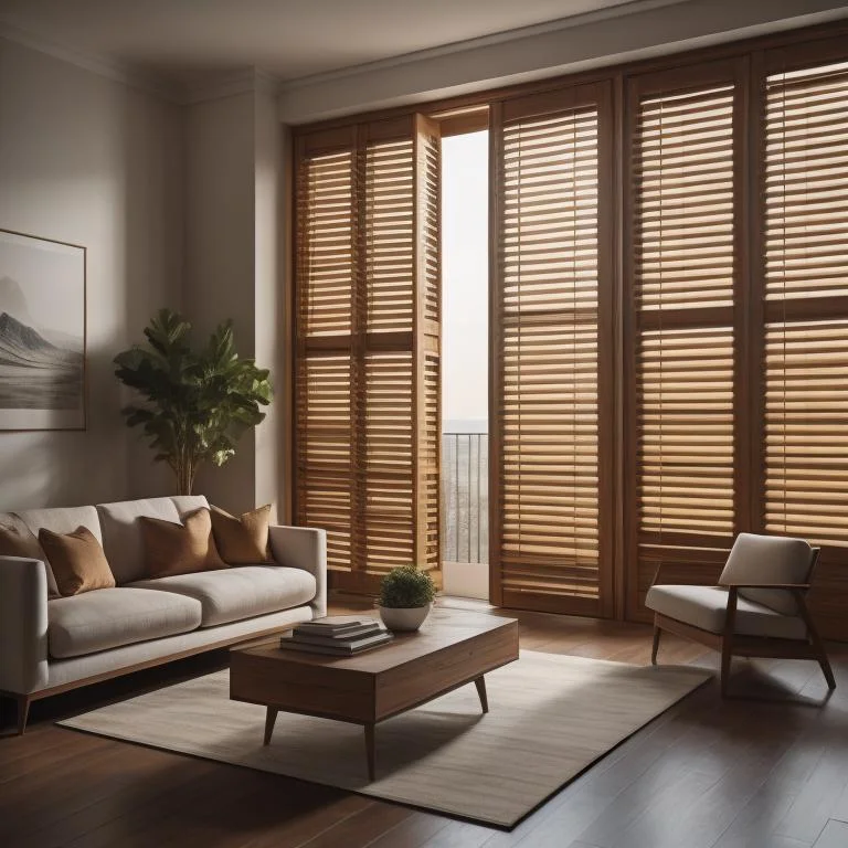 a wooden blinds in a livingroom-dubai