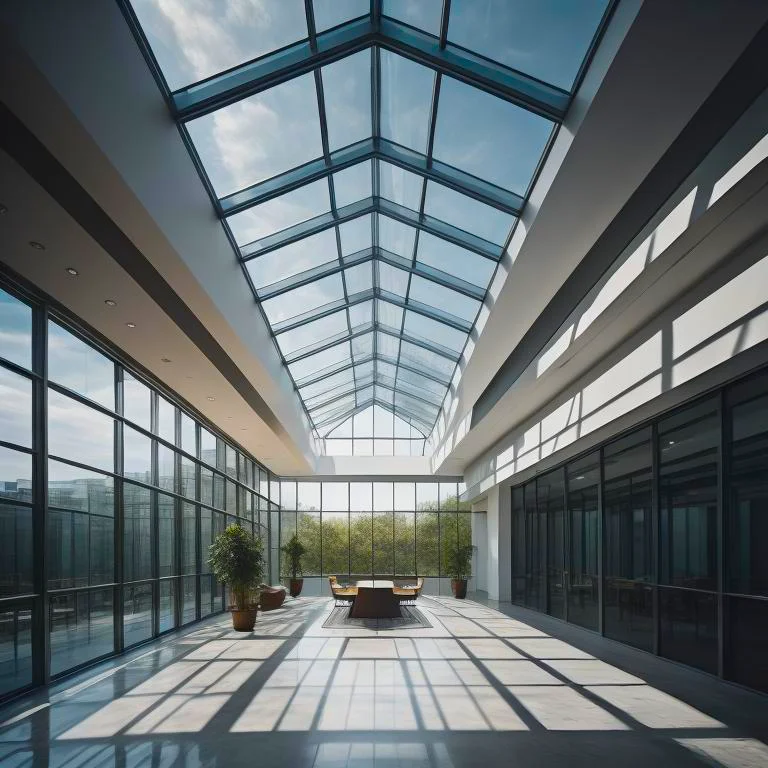 a glass ceiling in office living area Dubai