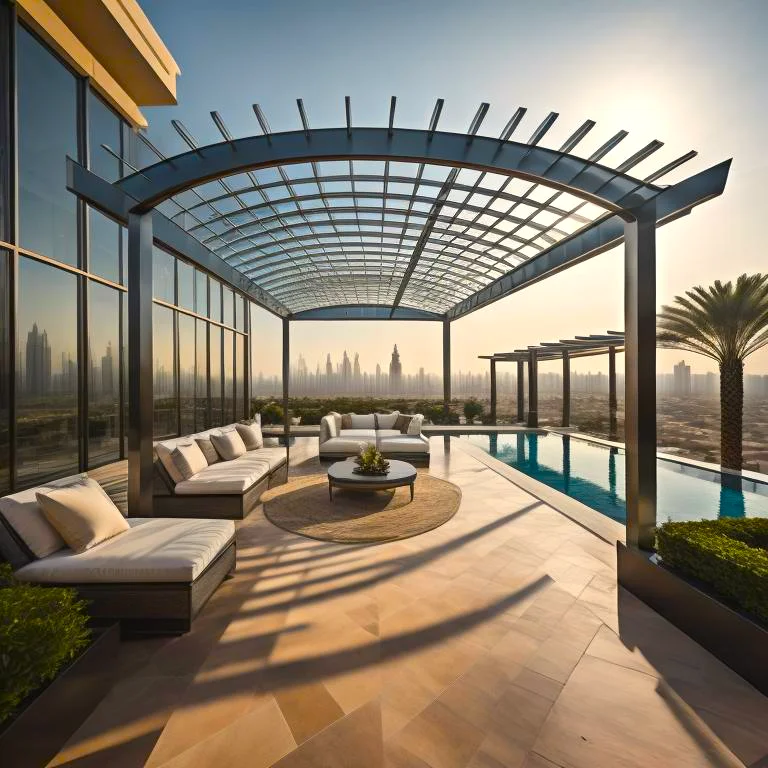 a pergola in a hotel outdoor dubai