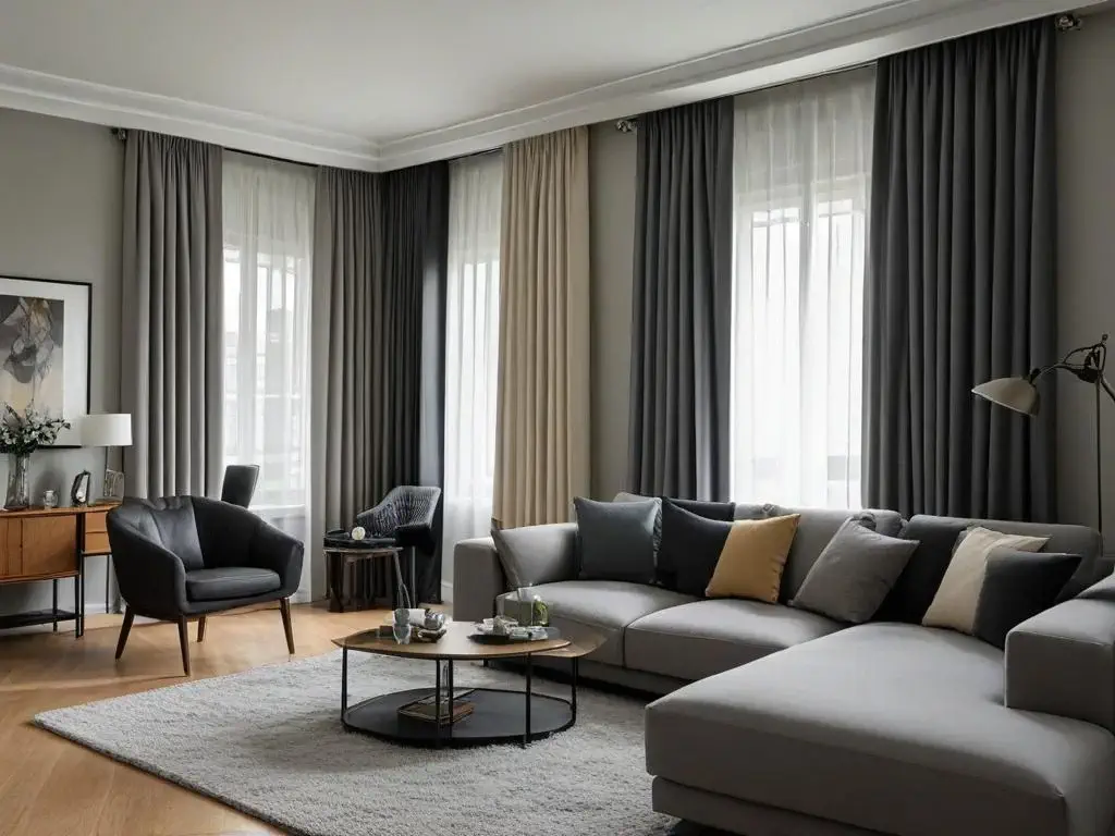 blackout curtain a blackout & sheer curtains in living room Dubai